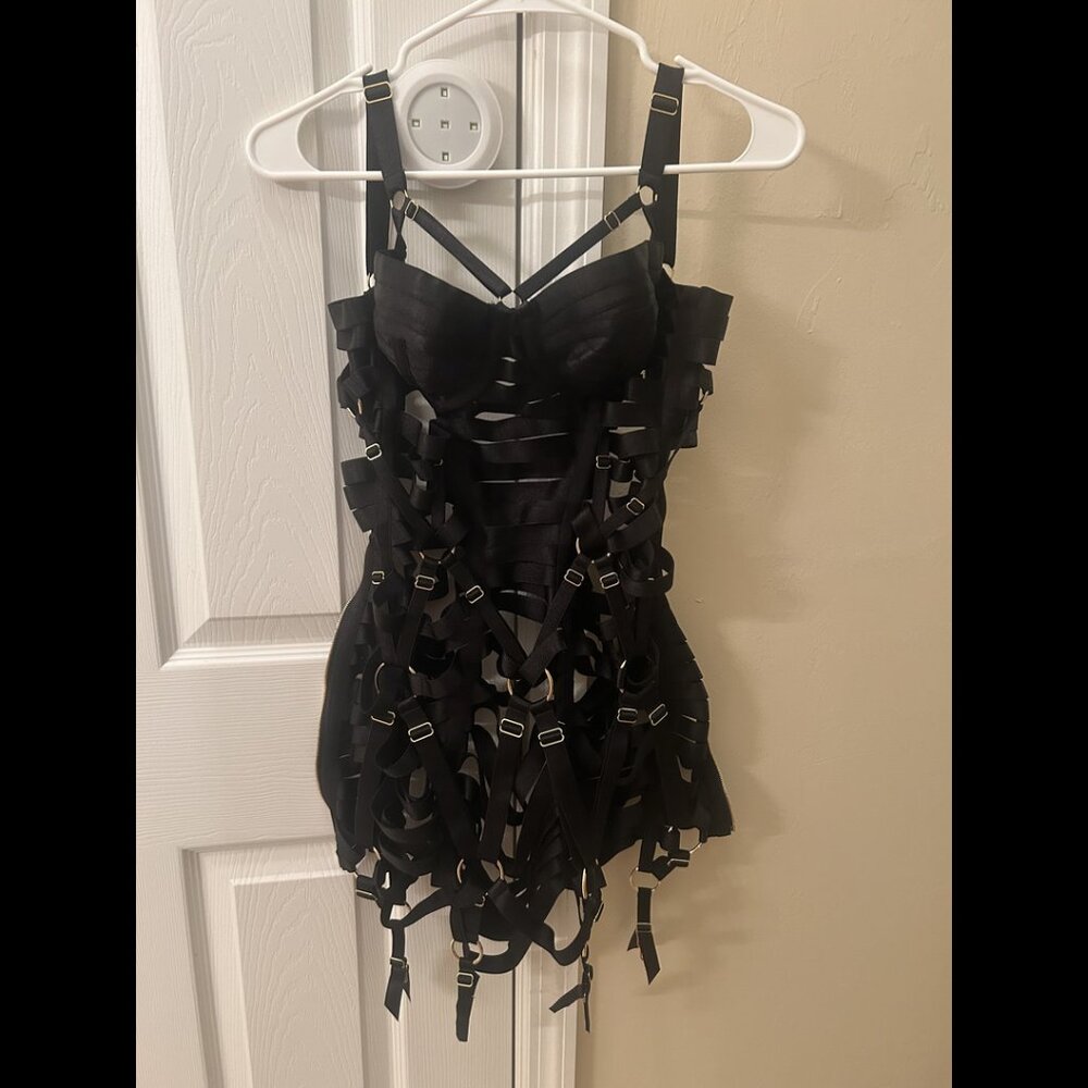 Chic Black Strappy Mini Dress - Picture 10 of 10